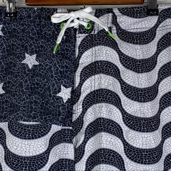 Speedo Flag Laced Front Swim Trunks Men's 36 Black Gray Mesh Lining - Picture 3 of 8